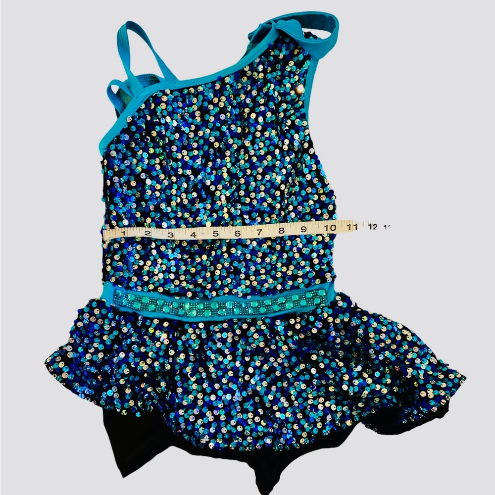 Blue sequence leotard - Picture 4 of 5